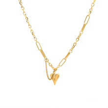 Shangjie OEM joyas Fashion Women  Irregular Chain Gold PLated Necklace Stainless Steel Necklace Solid Heart Necklace